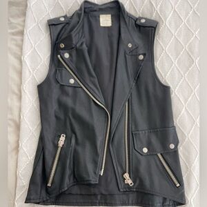 Black long faux leather vest - loft 82 - one size fits all